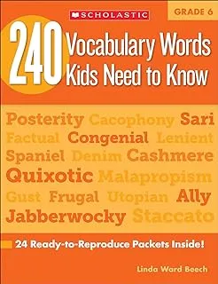 240 كلمة في المفردات يحتاج الأطفال إلى معرفتها: الصف 6: 24 عبوات جاهزة لإعادة إنتاجها بالداخل!