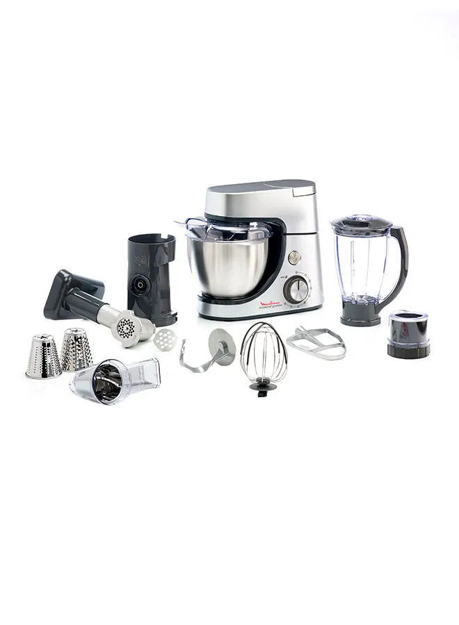 Moulinex Kitchen Machine | Masterchef Gourmet Kitchen Machine | Silver | Stainless Steel/Plastic | 2 Years Warranty 1100 W QA513D27 Black/Silver