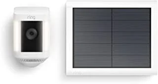 Ring Spotlight Cam Plus Solar من أمازون | فيديو عالي الدقة 1080 بكسل، محادثة ثنائية الاتجاه، رؤية ليلية ملونة، أضواء كاشفة LED، صفارة إنذار، تركيب بنفسك | مع تجربة مجانية لمدة 30 يومًا لخطة Ring Protect