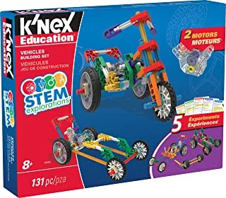 K'NEX 79320 Education STEM Explorations مجموعة بناء المركبات ، 7 نماذج وظيفية ، ألعاب تعليمية للأطفال ، مجموعة تعلم STEM 131 قطعة ، هندسة للأطفال ، ألعاب البناء للأطفال الذين تزيد أعمارهم عن 8 سنوات