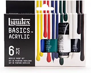 Liquitex BASICS 6 Tube Acrylic Paint Set, 22ml, Primary Colors