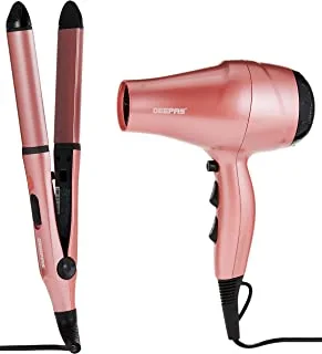 Geepas 4 In 1 Hair Dressing Set | 2000W |Portable Hair Dryer, Straightener, Curler with Eva Bag | Ideal for Styling All Hairs