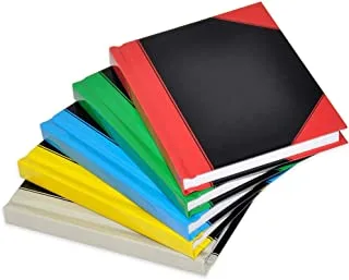 5-Piece FIS Hard Cover Notebook 2-Quires A7, 5mm Square, Black with colored Corners, Assorted - FSNB5A72QASST