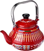 AL RIMAYA Asiri Design Enamel Coated Tea Kettle, 2 Liter Capacity, Red