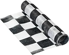 Talking Tables Truly Alice in Wonderland Checkered Fabric Table Runner for a Tea Party or Birthday, Monochrome