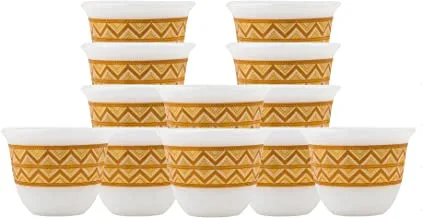 ALSAIF Gawa Cup Set Of 12PCs, White/Gold Size: Small, K65177/G/S
