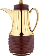 Al Saif Coffee And Tea Vacuum Flask Size: 1 Liter Color: BODY MATT DARK RED (GOLD PART SHINING)
