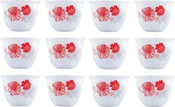 ALSAIF Gawa Cup Set Of 12PCs, White/Red Size: Large, K65173/2/L