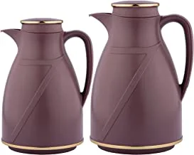 Al Saif 2 Pieces Coffee And Tea Vacuum Flask Set 1.0,1.5 Liter Color: MATT SMOKY BLUE