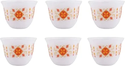 ALSAIF Gawa Cup Set Of 6PCs, White/Orange Size: X-Large, K65171/3/XL