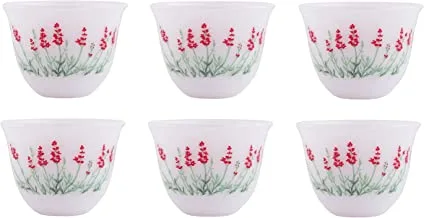 ALSAIF Gawa Cup Set Of 6PCs, White/Red Size: Medium, K65171/1/M