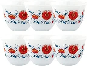 ALSAIF Gawa Cup Set Of 6PCs, White/Red Size: Medium, K65171/2/M