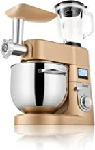 JANO 8.5L 1500W Electric Stand Mixer 4 in 1 With LED (Meat Grinder, Grinder Head with Sausage Maker, 1.5L Glass Blender, Coffee Grinder) 6 Speed, S/S Bowl With Handle, Gold E02229/G 2 Years warranty
