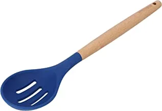 RoyalFord Silicone Slotted Spoon with Wooden Handle, RF10652 Non Scratch Cooking Spoon for Stirring, Scooping and Mixing Heat Resistant Handle Kitchenware, Multicolor