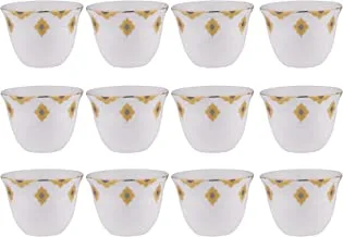 Al Saif Cawa Cups 12-Pieces, 70 cc Capacity, Yellow Gold/Shiny Silver