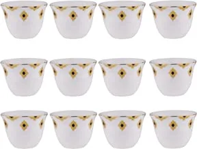 Al Saif Cawa Cups 12-Pieces, 70 cc Capacity, Yellow Gold/Shiny Black