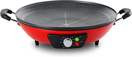 ALSAIF 2200W Electric saj Fryer for cooking Liver and Meat Hot Muti-Cook Plate, Easy To Use and Clean, Red, E04412/RD 2 Years warranty