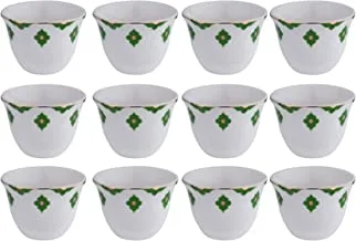 Al Saif Cawa Cups 12-Pieces, 70 cc Capacity, Green/Gold