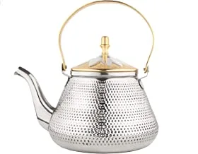 Al Saif Stainless Steel Arabic Tea Kettle, 1.5 Liter, Silver/gold
