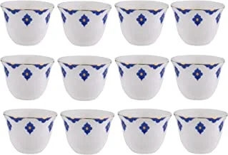 Al Saif Cawa Cups 12-Pieces, 70 cc Capacity, Blue/Gold