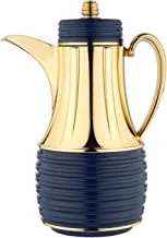 Al Saif Coffee And Tea Vacuum Flask Size: 1 Liter Color: BODY MATT DARK BLUE (GOLD PART SHINING)