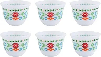 ALSAIF Gawa Cup Set Of 6PCs, White/Green Size: Large, K65171/7/L
