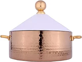 Al Saif Stainless Steel Double Wall Cone Design Hot Pot, 6 Liter Capacity, Gold/White