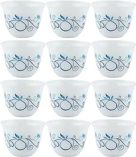 ALSAIF Gawa Cup Set Of 12PCs, White/Blue Size: Large, K65179/D2/L