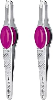 Sally Hansen Beauty Tools Eazy Tweezy, Comfort Grip Slant Tip With Platform, 2 Count