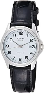 Casio Men's White Dial Leather B and Watch - MTP-1183E-7B
