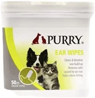 Purry Ear Finger Wipes -Peppermint Oil, 50ct (7.2x3.8cm), 95gsm