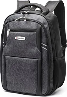 Senator Nylon Unisex Daypack 18-Inch Lightweight Backpack with Laptop Compartment Reflective Lattice Water Resistant Casual Hiking Travel Bag for Business College School Students - KH8123 (Black)