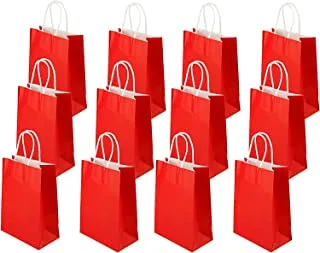 ECVV Gift Bags 12 Pieces Set Eco-Friendly Paper Bags With Handles Bulk Paper Bags Shopping Bags Kraft Bags Retail Bags Party Bags (RED, 21 * 15 * 8 Cm)