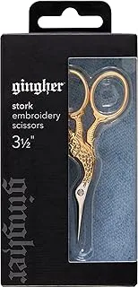 Gingher 01-005280 Stork Embroidery Scissors, 3.5 Inch, Gold