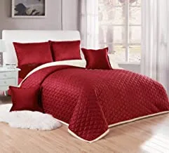 Moon Compressed Two-Sided Velvet Comforter Set, King Size, Red, 6 Pieces