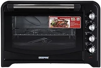 Geepas GO34018 Electric Oven with Convection and Rotisserie, 60 Liter Capacity, Black