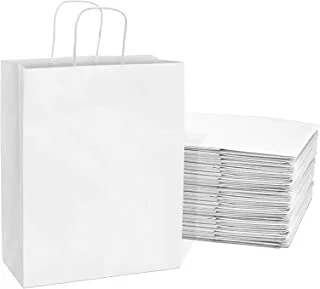 ECVV Gift Bags 24 Pieces Set Eco-Friendly Paper Bags With Handles Bulk Paper Bags Shopping Bags Kraft Bags Retail Bags Party Bags (WHITE, 33 * 26 * 12 Cm)
