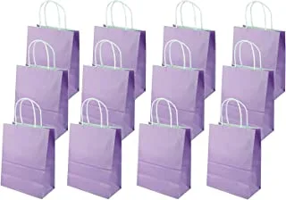 ECVV Gift Bags 48 Pieces Set Eco-Friendly Paper Bags With Handles Bulk Paper Bags Shopping Bags Kraft Bags Retail Bags Party Bags (PURPLE, 21 * 15 * 8 Cm)