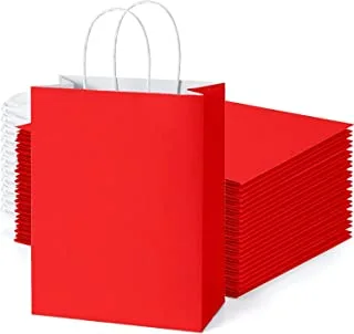 ECVV Gift Bags 24 Pieces Set Eco-Friendly Paper Bags With Handles Bulk Paper Bags Shopping Bags Kraft Bags Retail Bags Party Bags (RED, 27 * 22 * 11 Cm)