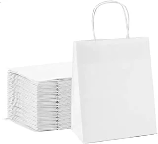 ECVV Gift Bags 12 Pieces Set Eco-Friendly Paper Bags With Handles Bulk Paper Bags Shopping Bags Kraft Bags Retail Bags Party Bags (WHITE, 27 * 22 * 11 Cm)