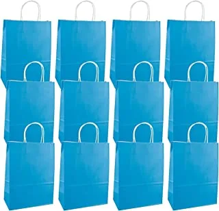 ECVV Gift Bags 48 Pieces Set Eco-Friendly Paper Bags With Handles Bulk Paper Bags Shopping Bags Kraft Bags Retail Bags Party Bags (BLUE, 33 * 26 * 12 Cm)