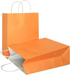 ECVV Gift Bags 12 Pieces Set Eco-Friendly Paper Bags With Handles Bulk Paper Bags Shopping Bags Kraft Bags Retail Bags Party Bags (ORANGE, 33 * 26 * 12 Cm)