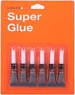 Lawazim Super Glue 6 Pieces | For Plastic | Wood | Metal | Crafts & Repair | Cyanoacrylate Adhesive Instant Glue | Quick Dry | Glue Gel | Instantly glue | Strong Adhesive
