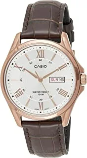 Casio Brown Band White Dial Mens Watch MTP-1384L-7AV