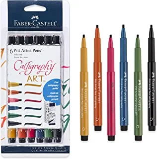 Faber-Castell Calligraphy Pitt Artist Pen Set - 6 Multi Colored Calligraphy Pens