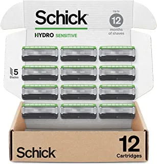 Schick Hydro Sensitive Razor Refills, 12ct | Razor Blades Refills, Razor Blades for Men, Shaving Blades for Men, Hydro Razor Blades Refill, 5 Blade Razor Men, 12 Refills