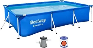 Bestway Steel Pro Deluxe Splash Frame Pool Set مع مضخة فلتر ، مقاس 300 سم × 201 سم × 66 سم ، أزرق