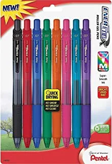 Pentel EnerGel-X Colors Retractable Liquid Gel Pen, 0.7mm, Metal Tip, Assorted Ink, 8 Pack (BL107CRBP8M)