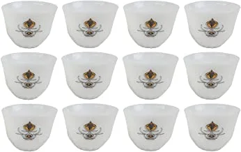 ALSAIF Gawa Cup Set Of 12PCs, White/Gold Size: Small, 5143/G1/S