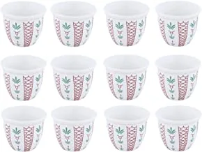 Al Saif Al-Badia Porcelain Cawa Cup Set 12-Pieces, Small, Red